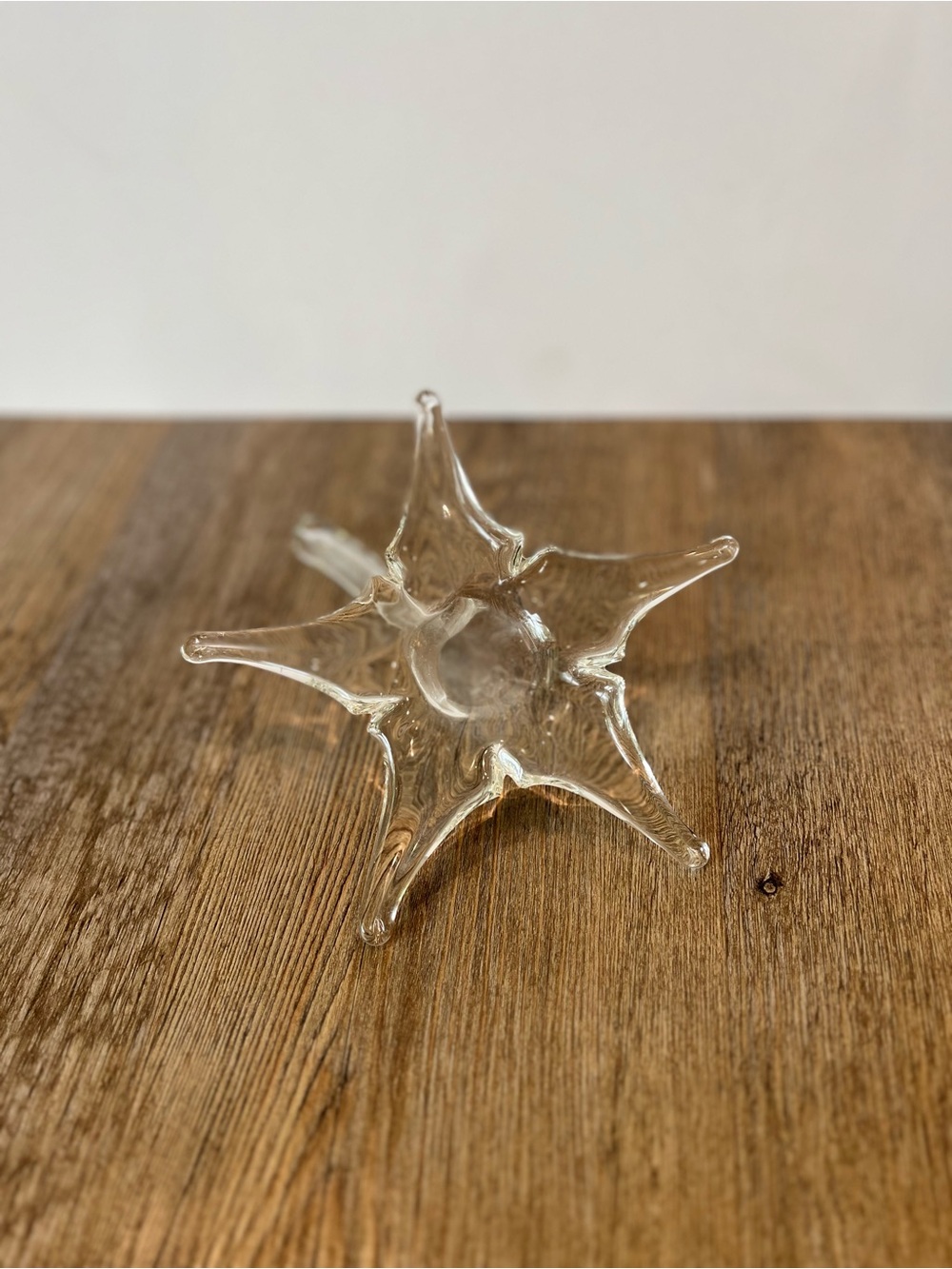 Clear hand-blown clear glass flower stem vase star shape